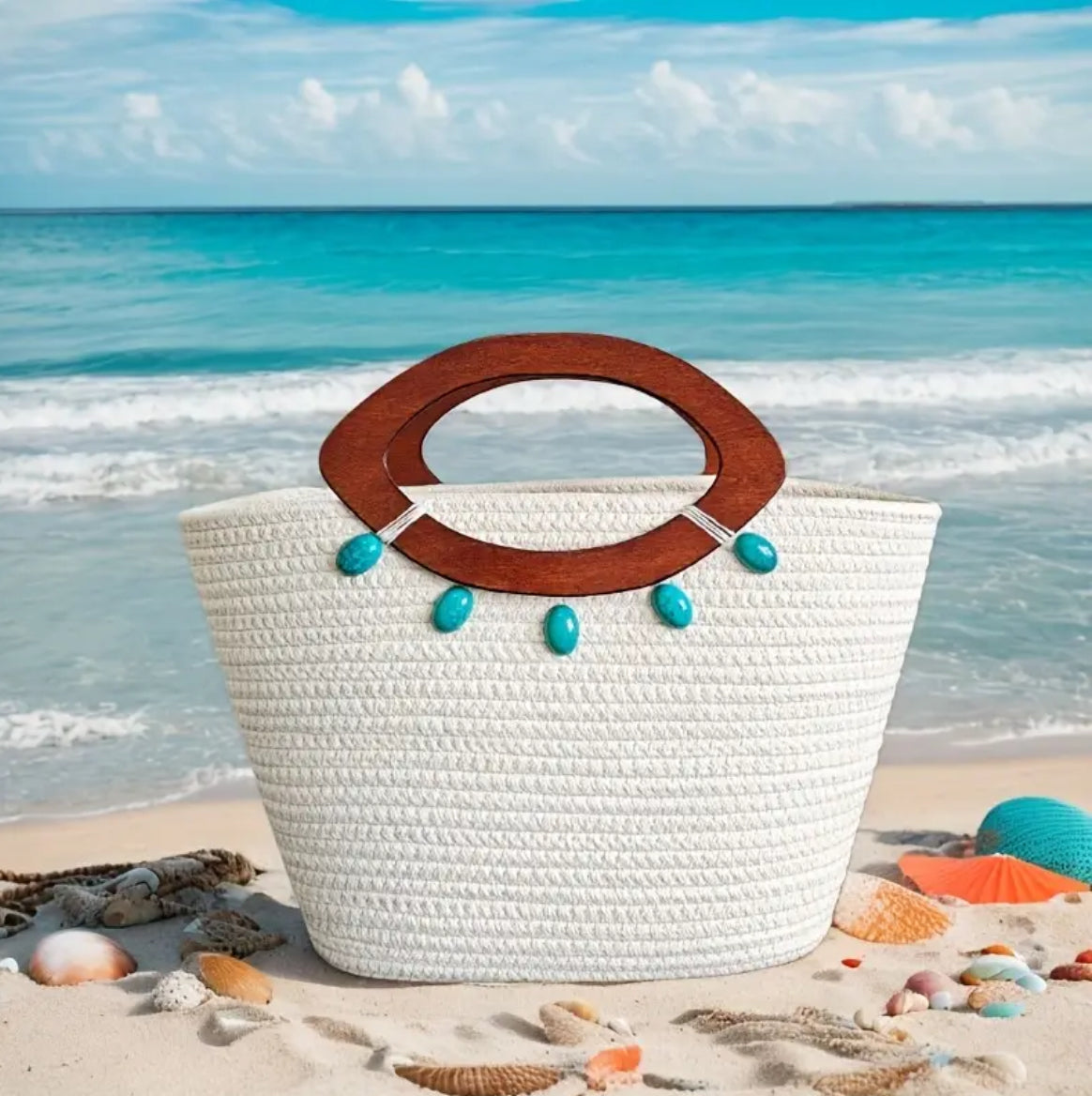 “Sac Riviera – Éclat Naturel et Élégance Turquoise”