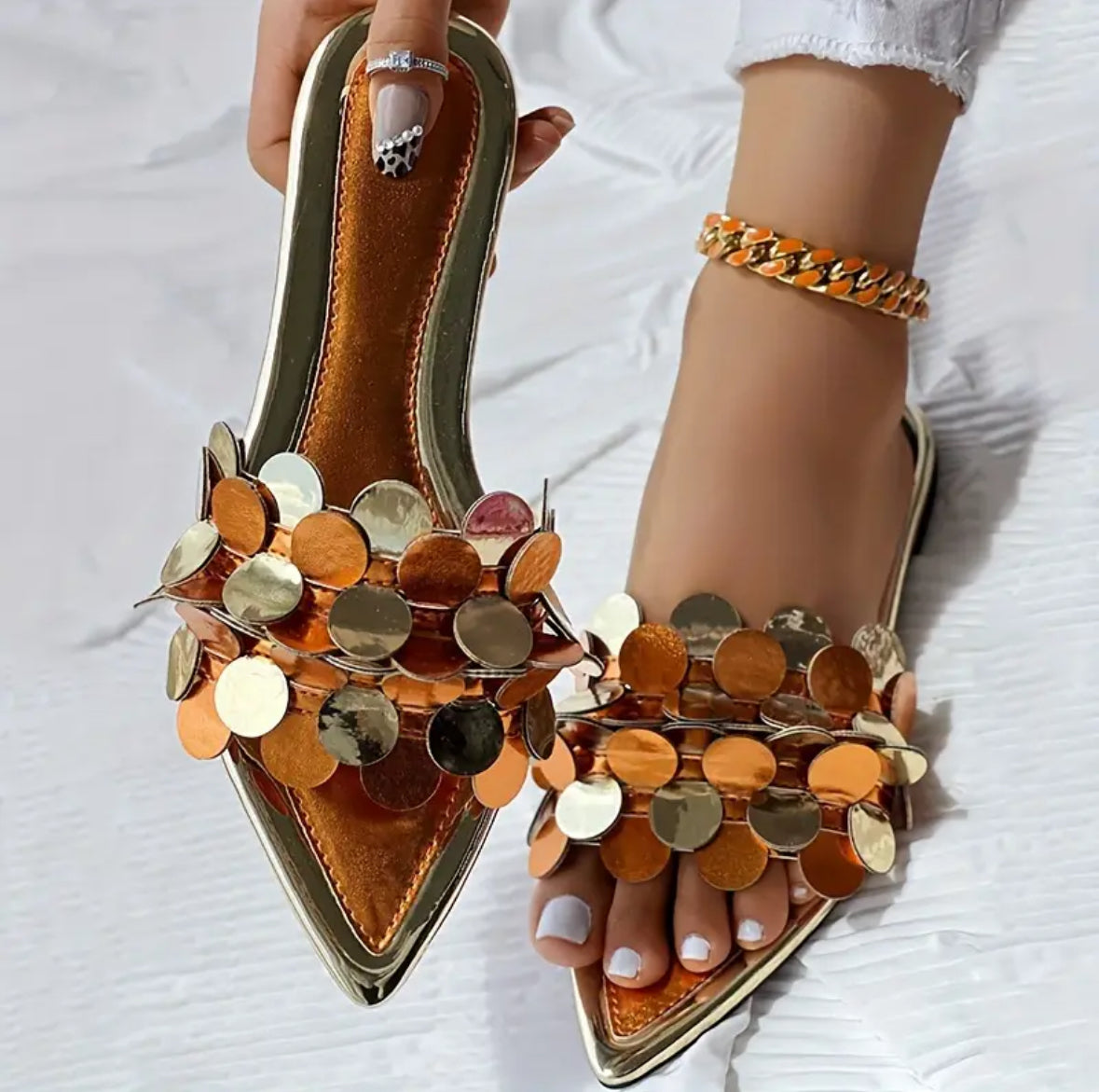 Mules Luxe Or & Cuivre – Éclat Élégant