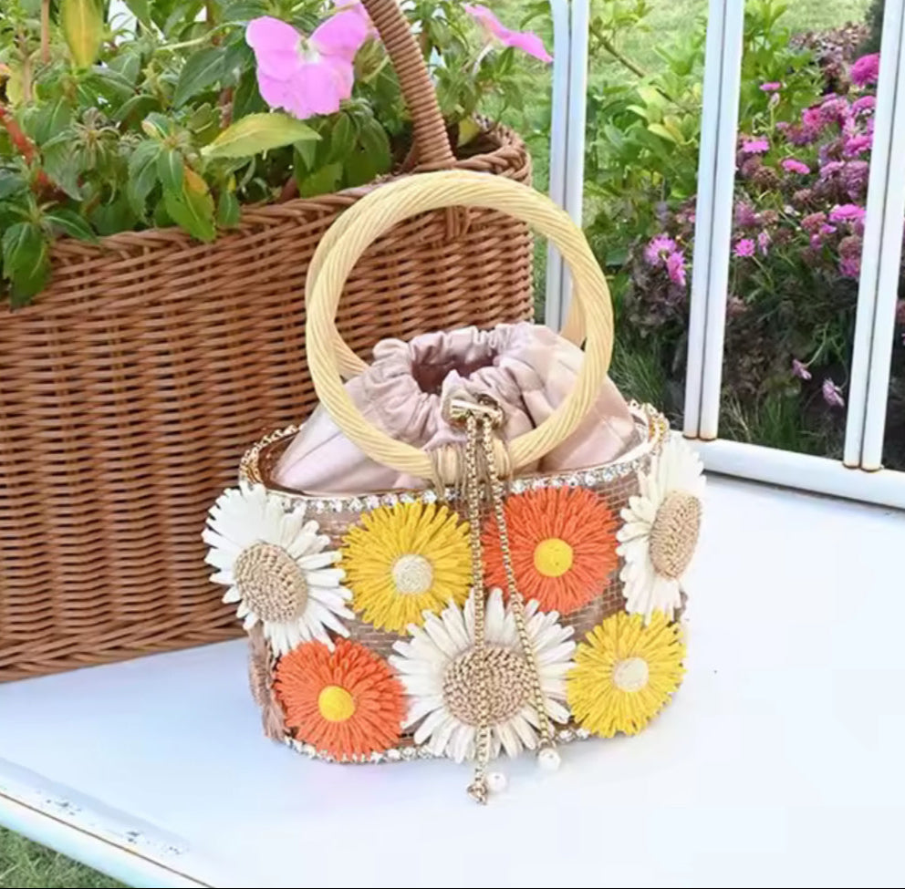 Sac à main bohème fleuri – “Fleur de Soleil”
