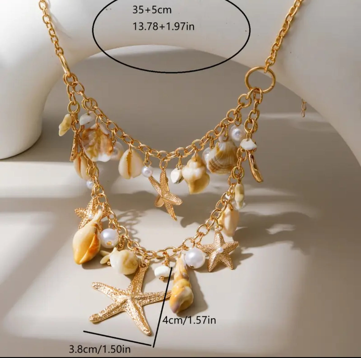 Collier Sirène d’Or – Coquillages & Étoiles de Mer