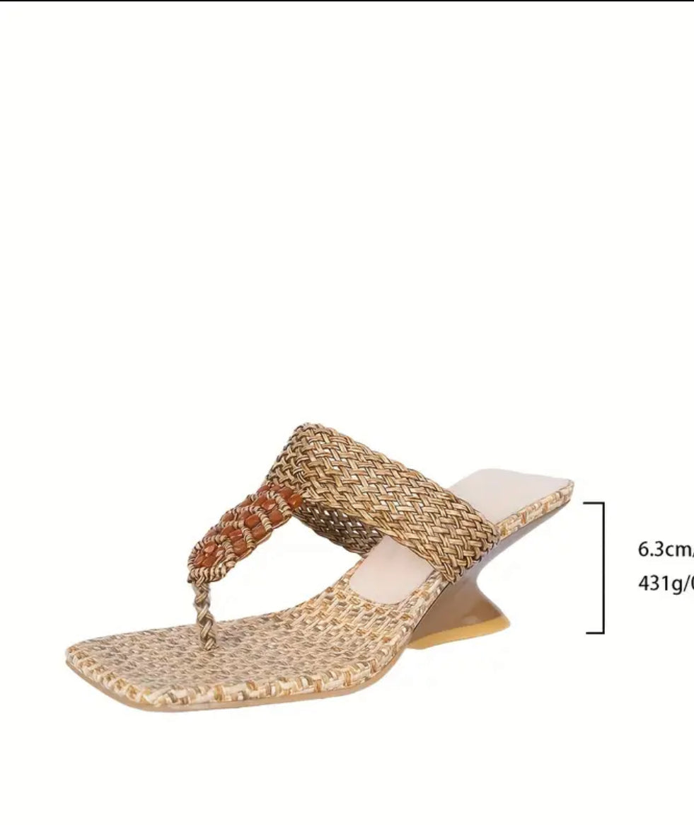 Sandales compensées bohèmes tressées – Éclat Naturel