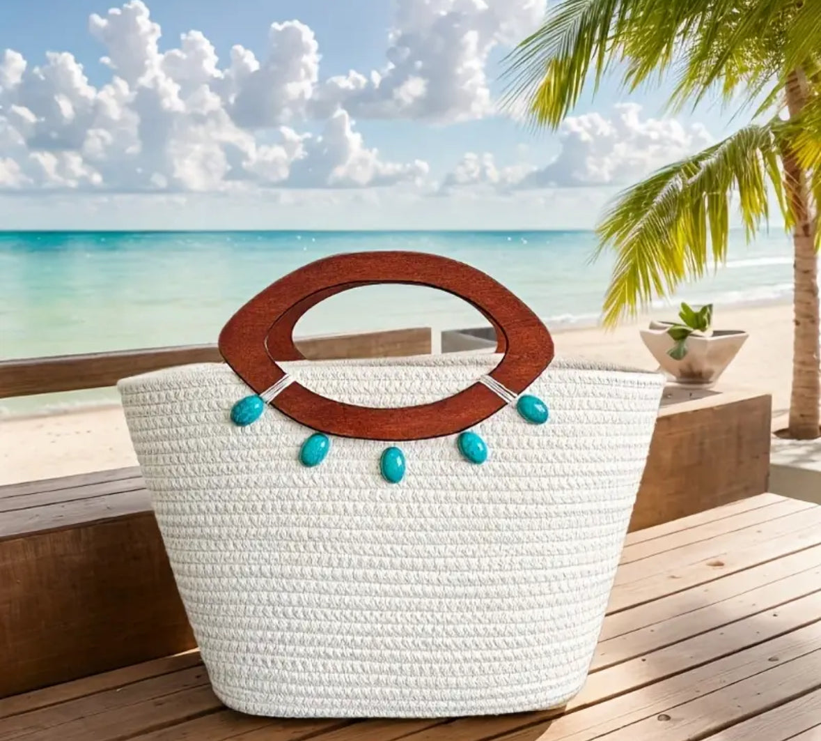 “Sac Riviera – Éclat Naturel et Élégance Turquoise”