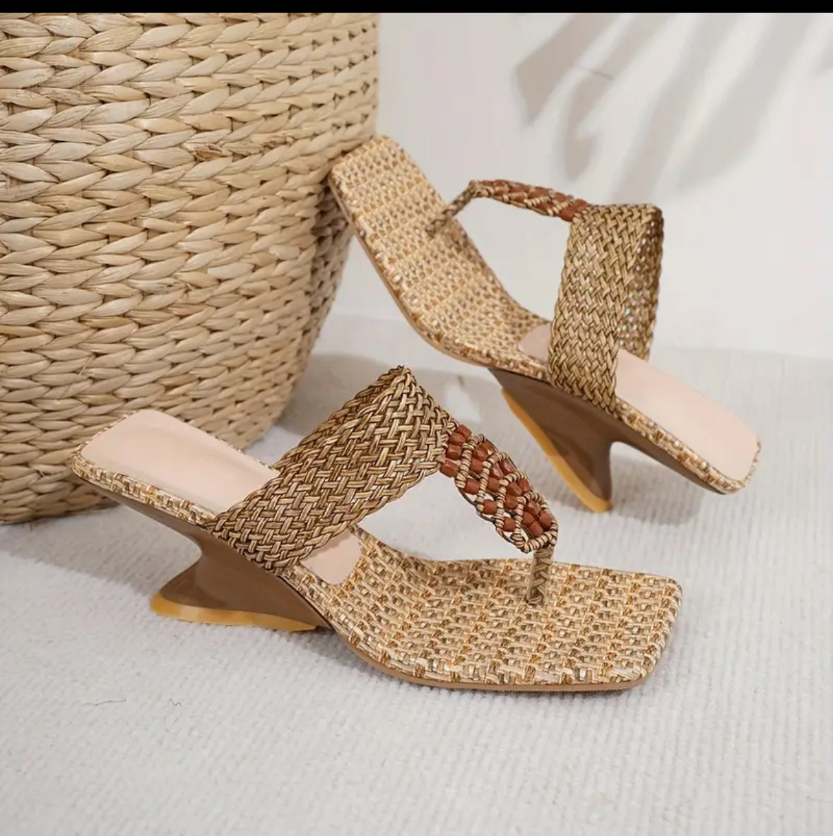 Sandales compensées bohèmes tressées – Éclat Naturel