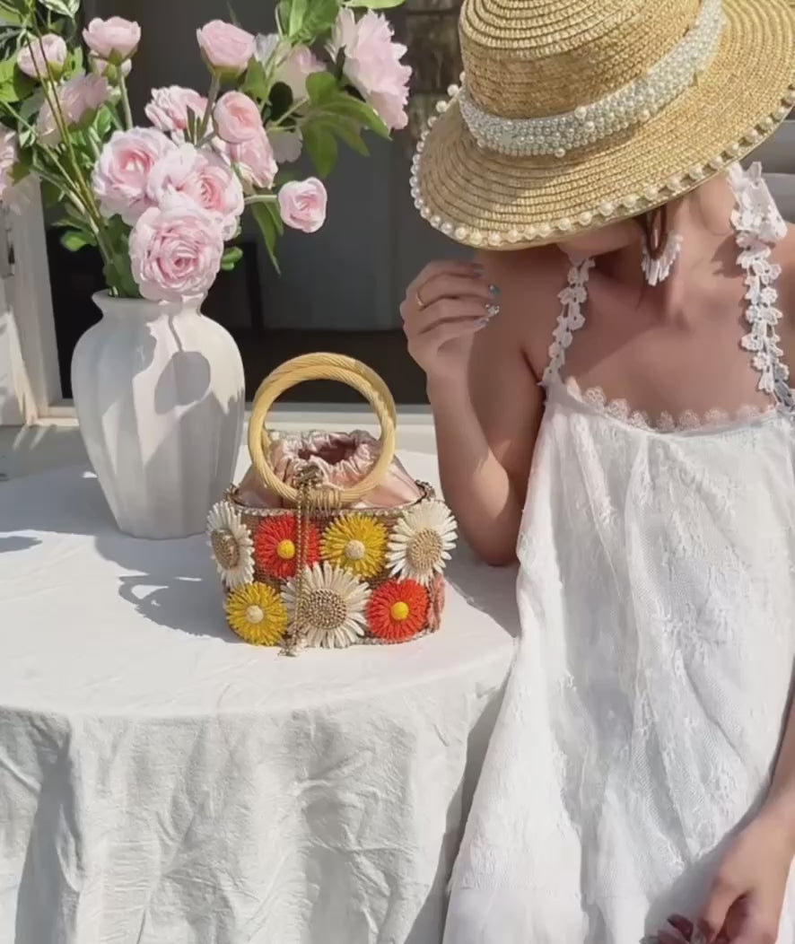 Sac à main bohème fleuri – “Fleur de Soleil”